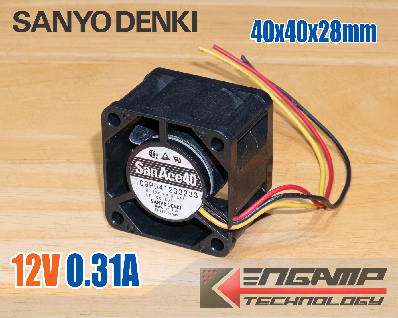 (มือสอง) [FAN] พัดลม 12Vdc 0.31A 3สาย SanAce40 109P0412G3233 ขนาด 40x40x28mm