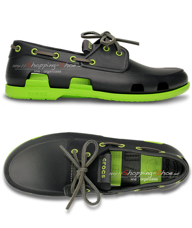 Men's Beach Line Boat Shoe - Onyx/Volt Green ของแท้ Outlet ไทยและฮ่องกง