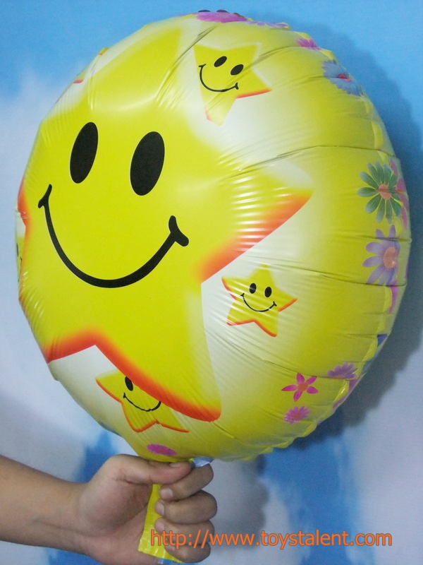 ลูกโป่งฟลอย์ทรงกลมหน้ายิ้ม ลายดาว - Foil Balloon Smiley / Item No.TL-D052