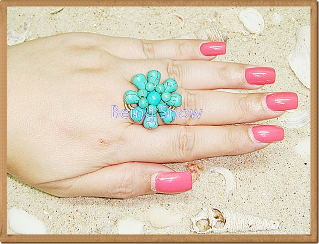 แหวนดอกไม้ - หินเทอร์ควอยส์