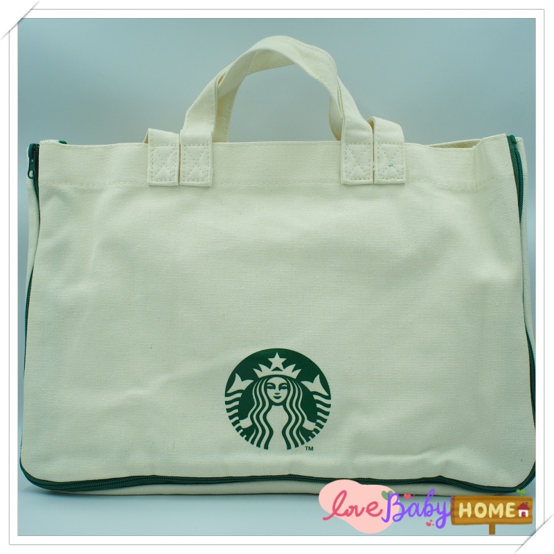 กระเป๋าผ้า สำหรับถือและสะพายข้างได้ สินค้าเป็นของแถมมาจาก Starbucks