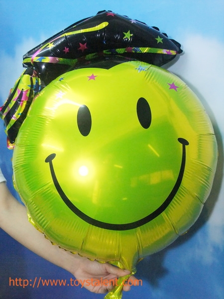 ลูกโป่งฟลอย์รูปหน้ายิ้มสวมหมวกรับปริญญา สีดำ ขนาดจัมโบ้ 32 นิ้ว - Smiley 32" Congratulation Balloon/ Item No. TL-F013