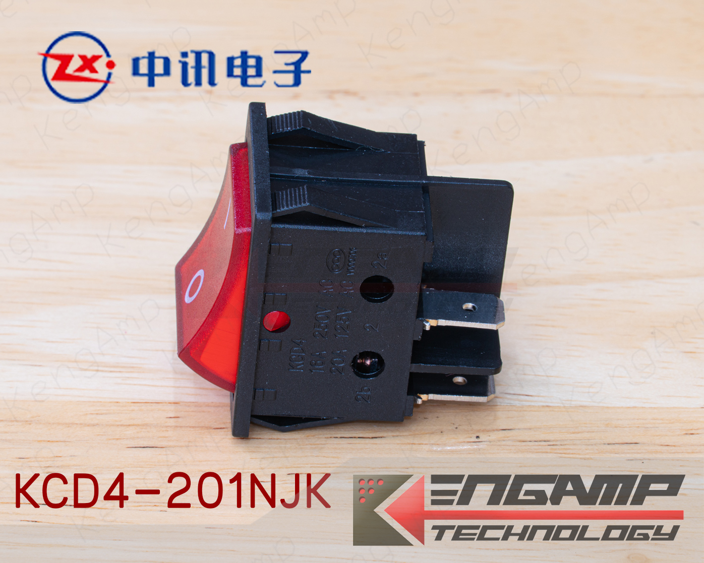 (1ตัว) KCD4-201NJK Zhongxun ขนาด 25x32mm 16A/250Vac