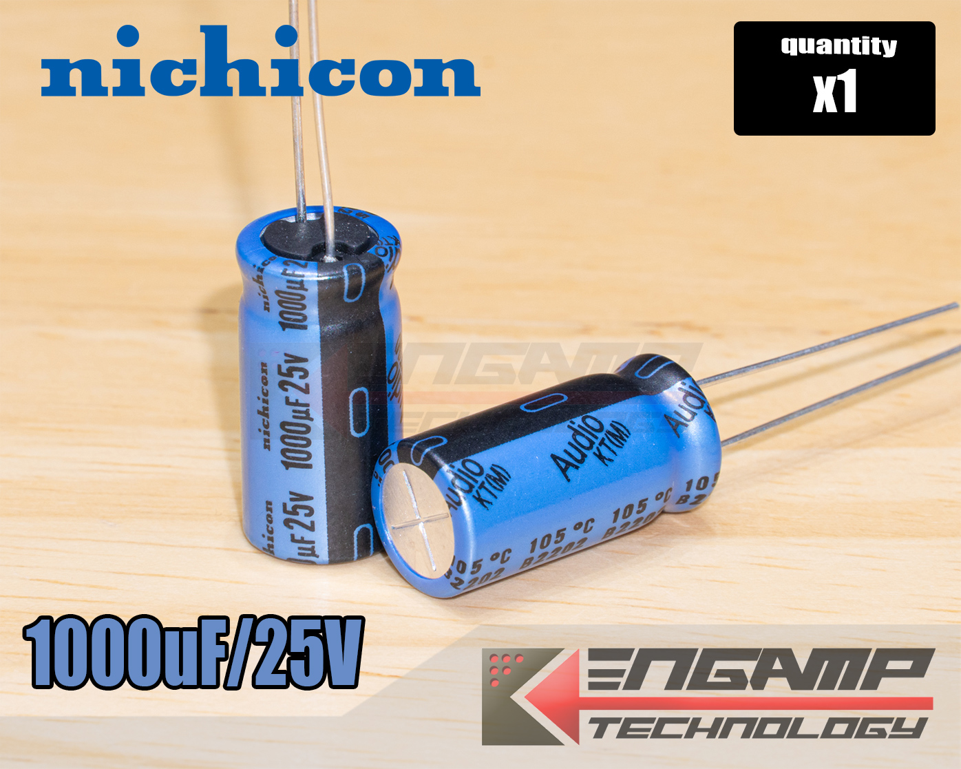 (1ตัว) [E-CAP] 1000uF/25V 105ºC Nichicon Audio KT 10x20mm P=5mm