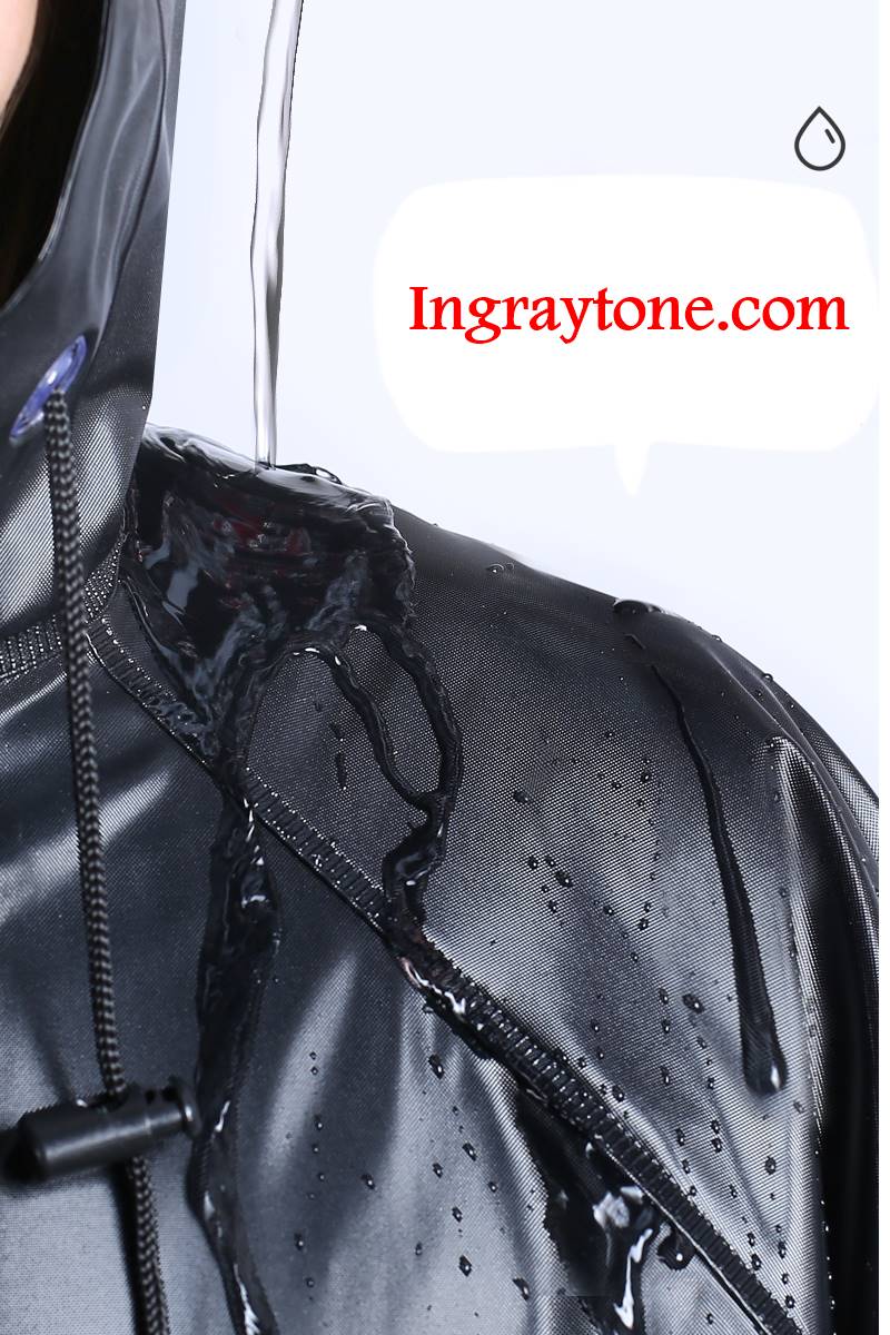 ชุดเสื้อแจ็คเก็ตฮู้ด ผ้าร่ม กันฝน กันน้ำ +หน้ากาก เนื้อดี AVA สีดำ ขาว No.สูง 155-190 cm