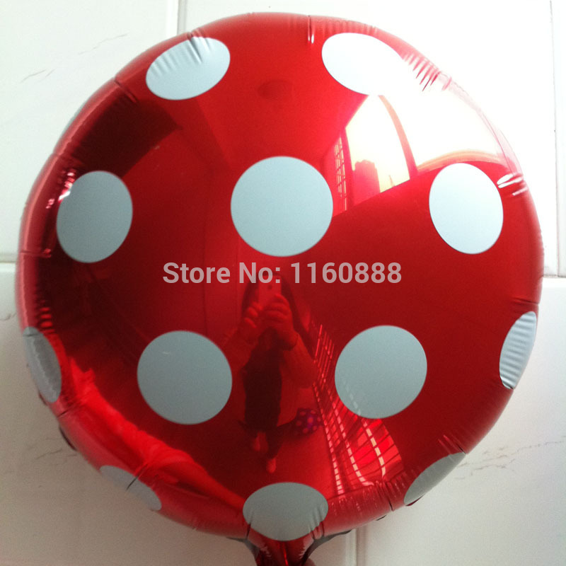 ลูกโป่งฟลอย์ทรงกลม Polk Dot สีแดง ไซส์ 18 นิ้ว - Round Shape Balloon Polka Dot Red Color 18" / Item No. TL-G033