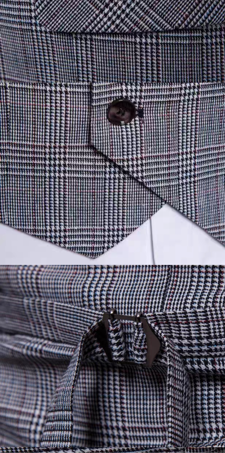 กั๊๊กกระดุม2คู่8เม็ด คอปก สไตล์อังกฤษ Size No.36 38 40 42 43 สี ดำ เทา น้ำตาล