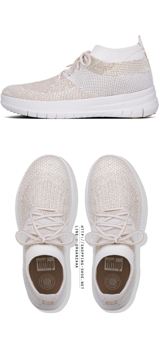 Fitflop Uberknit Hight Top Sneaker Metallic Gold / Urban White ของแท้ นำเข้าจาก USA และ UK