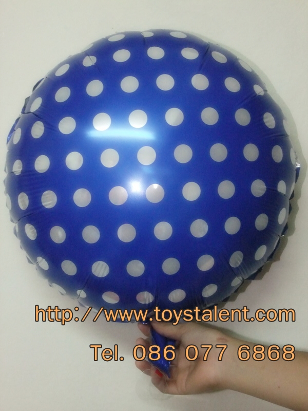 ลูกโป่งฟลอย์ทรงกลม Polk Dot จุดเล็กสีฟ้า ไซส์ 18 นิ้ว - Round Shape Balloon Small Polka Dot Blue 18" / Item No. TL-G034