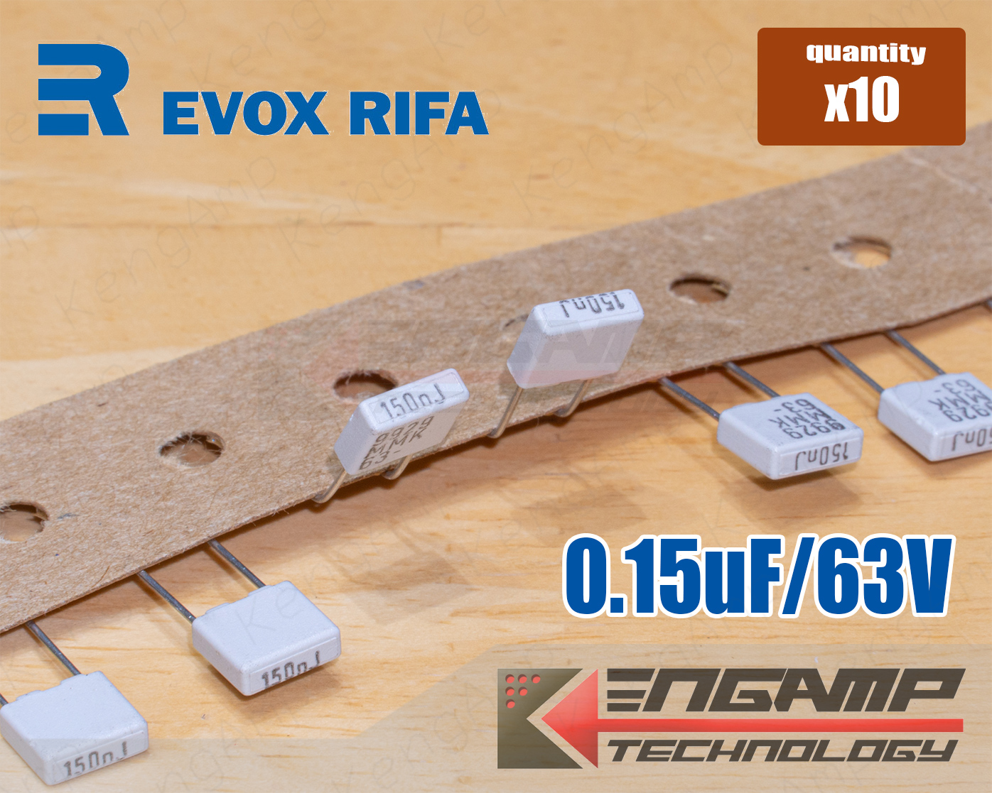 (10ตัว) [F-CAP] 0.15uF/63V 150nJ63V EVOX MMK5 5% 2.4x7.2 H=6.5mm P=5mm