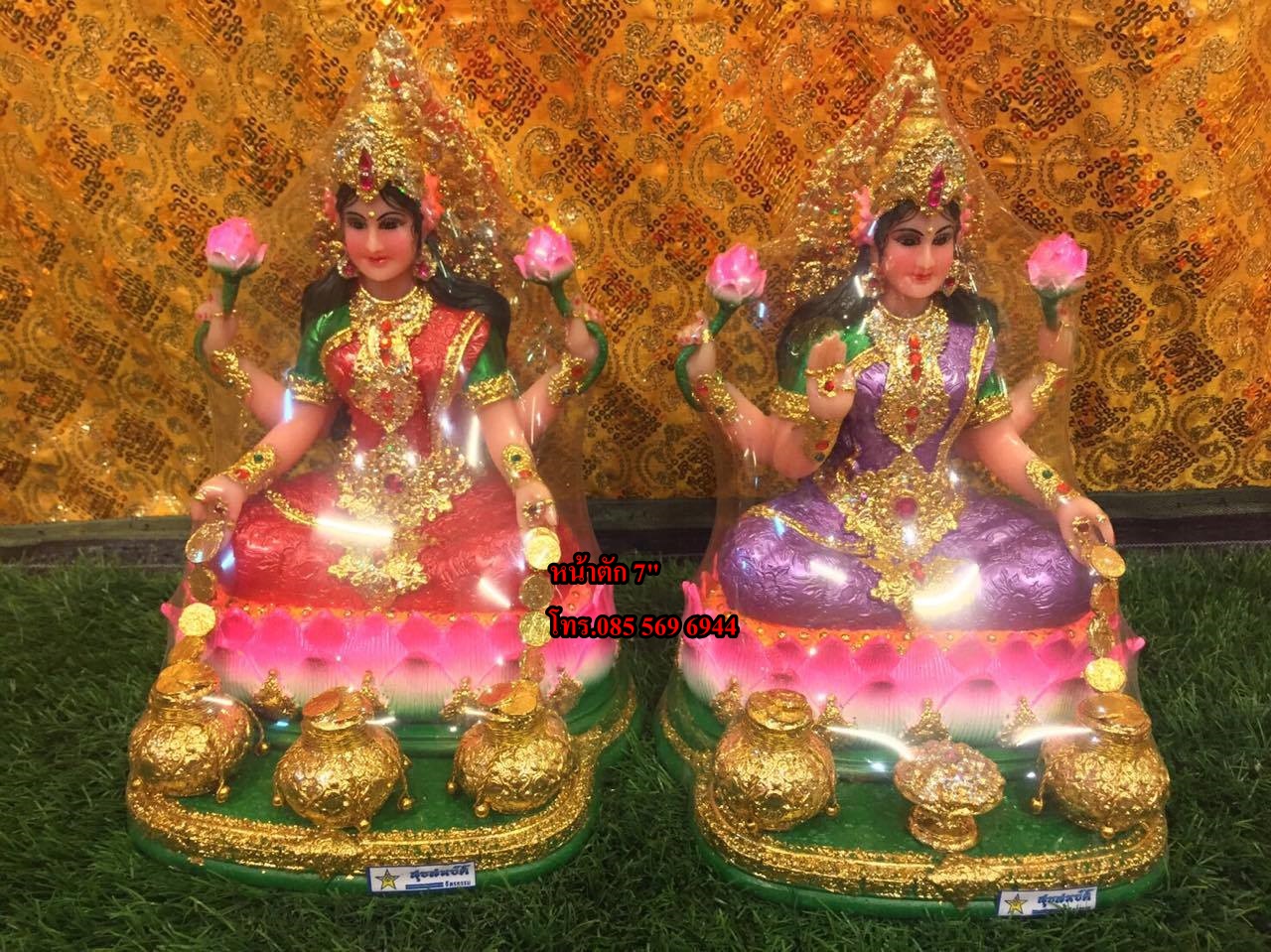 พระแม่ลักษมี ประทานทรัพย์ 1 มือ หน้าตัก 7" กว้าง 9 นิ้ว สูง 13 นิ้ว ลึก 9 นิ้ว
