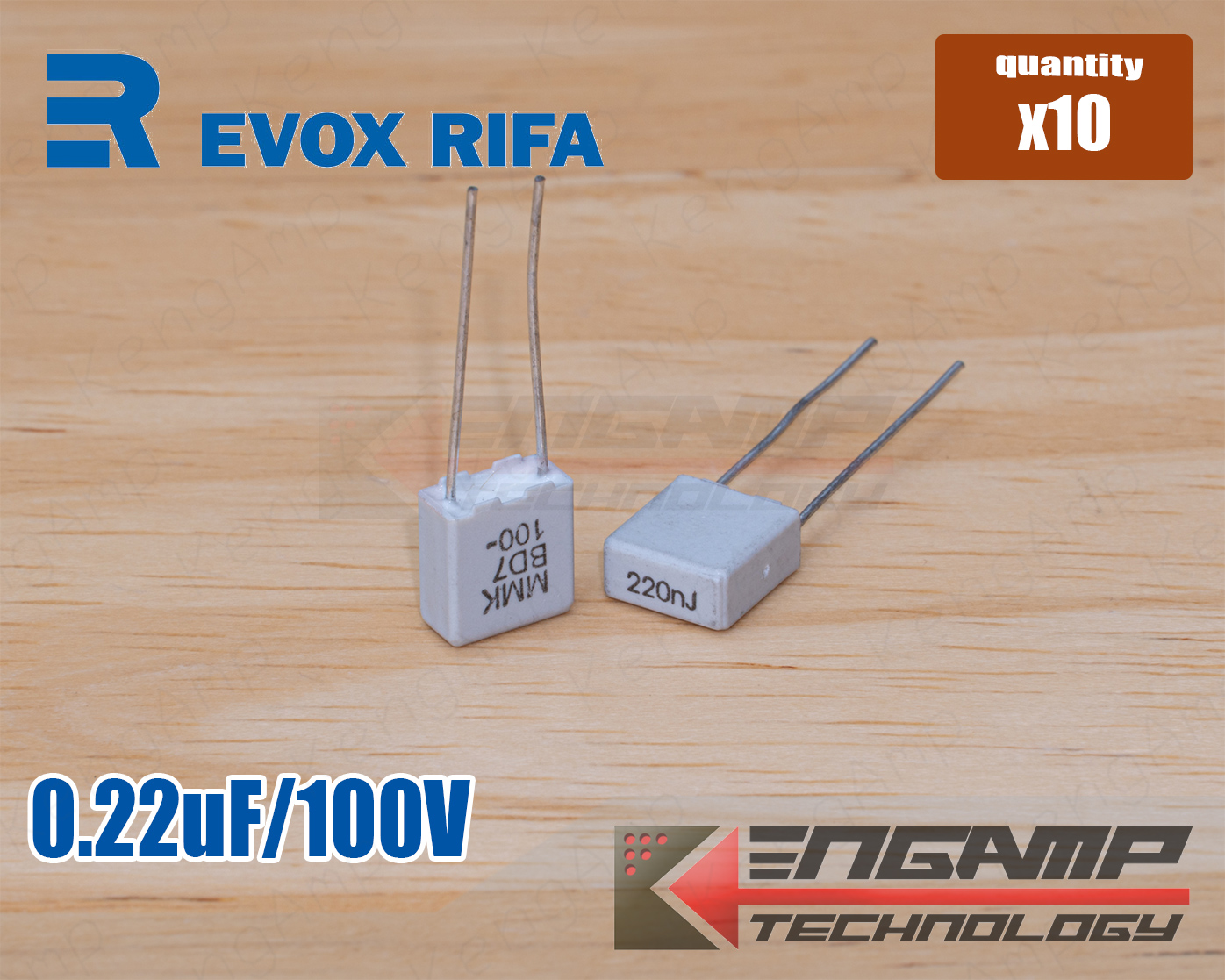 (10ตัว) [F-CAP] 0.22uF/100V 220nK100V ผสม 220nJ100V EVOX MMK5 3.4x7.2 H7.8mm P=5mm