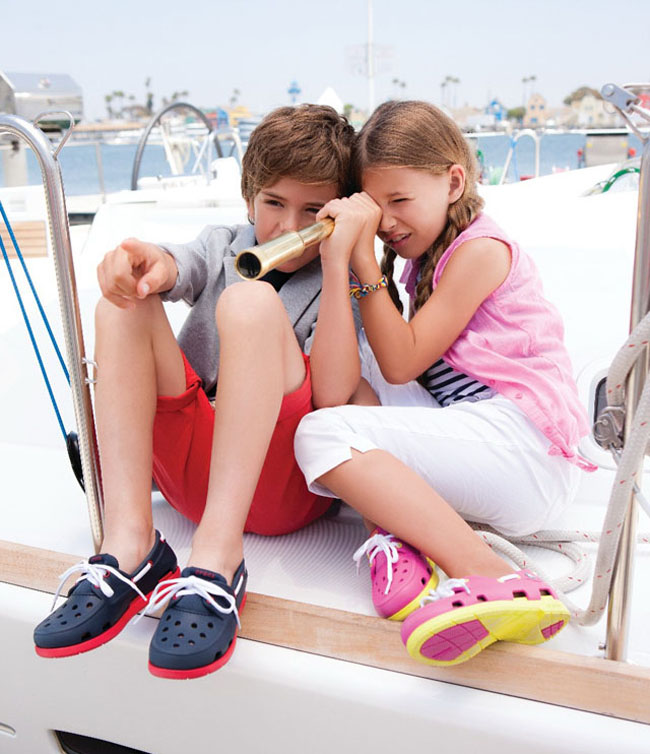 Crocs Kids Beach Line Boat Shoe - Khaki / Stucco ของแท้ Outlet ไทยและอเมริกา
