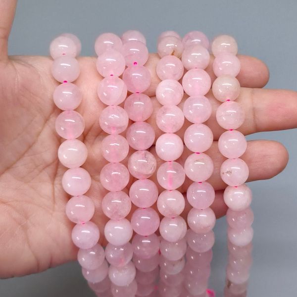 หินโรสควอตซ์ (Rose Quartz) หินแห่งความรักและการให้อภัย 10 มิล (42เม็ด/เส้น) 250฿