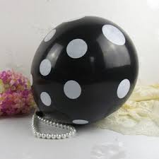 ลูกโป่งกลมนำเข้า พิมพ์ลายจุด สีดำ ไซส์ 12 นิ้ว แพ็คละ 10 ใบ ( Polka Dot Printing Balloon - Black Color )