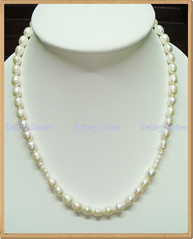 สร้อยคอไข่มุกทรงรีเม็ดใหญ่ + ทรงกลมเม็ดเล็ก