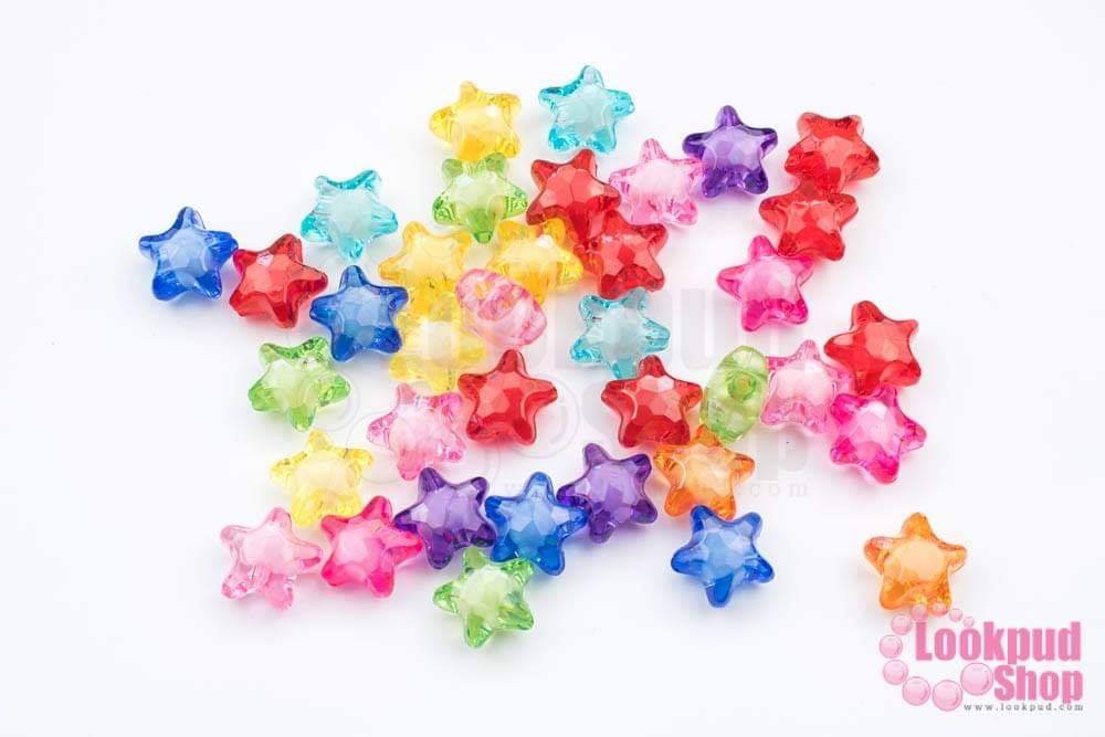 ลูกปัดพลาสติก คละสีสอดไส้ ดาว 12มิล (1ถุง/500กรัม)