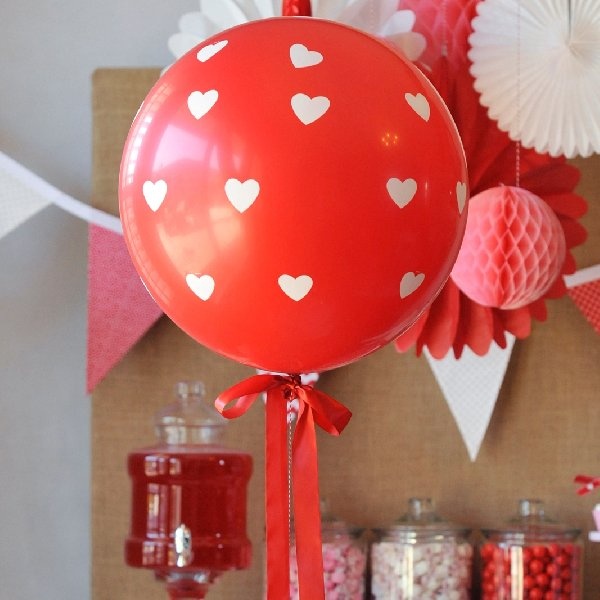ลูกโป่งกลมจัมโบ้ไซส์ใหญ่ 36" Latex Balloon RB Red -Print Heart สีแดงพิมพ์ลายหัวใจ / Item No. TQ-31089 แบรนด์ Qualatex