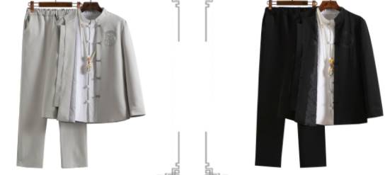 ชุดขาวคอจีน เสื้อขาว ชุดทำบุญ ผู้ชาย เท่ๆ แฟชั่น เสื้อ+กางเกง Size No.36 38 40 42 44 ดำ ขาว