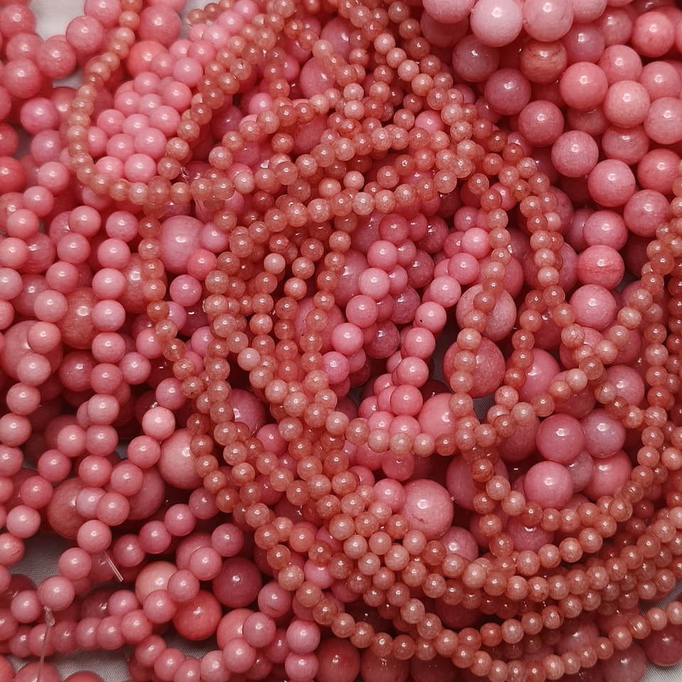 หินโรโดโครไซต์ - หินปลอบใจ ใจสงบ ลดเครียด ปลุกใจ ยาว 37 ซม. 8 มิล (50 เม็ด)