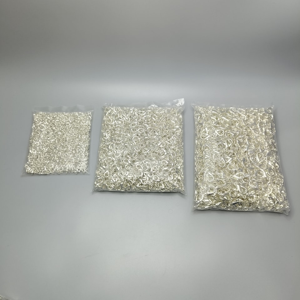 ตะขอทำสร้อย ตะขอก้ามปู 8x15มิล #L (500ชิ้น) สีเงิน