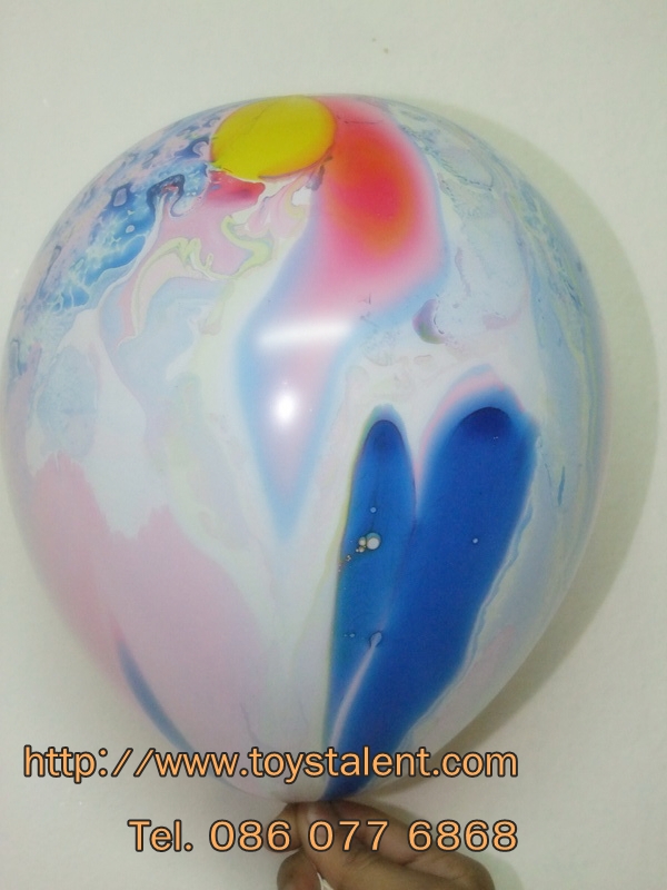 ลูกโป่งกลมพิมพ์ลาย สีรุ้ง ไซส์ 12 นิ้ว แพ็คละ 5 ใบ (Round Balloons 12" - Rainbow Printing latex balloons)