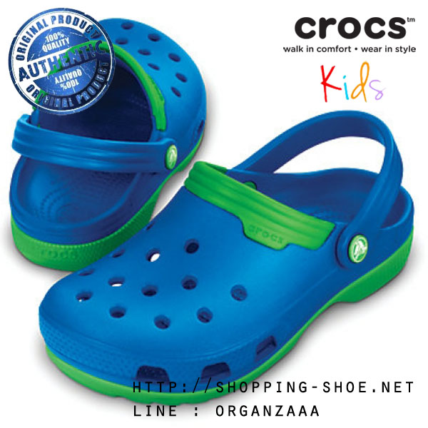 J2 : Crocs Duet Kids - Sea Blue/Lime ของแท้ Outlet ไทยและฮ่องกง
