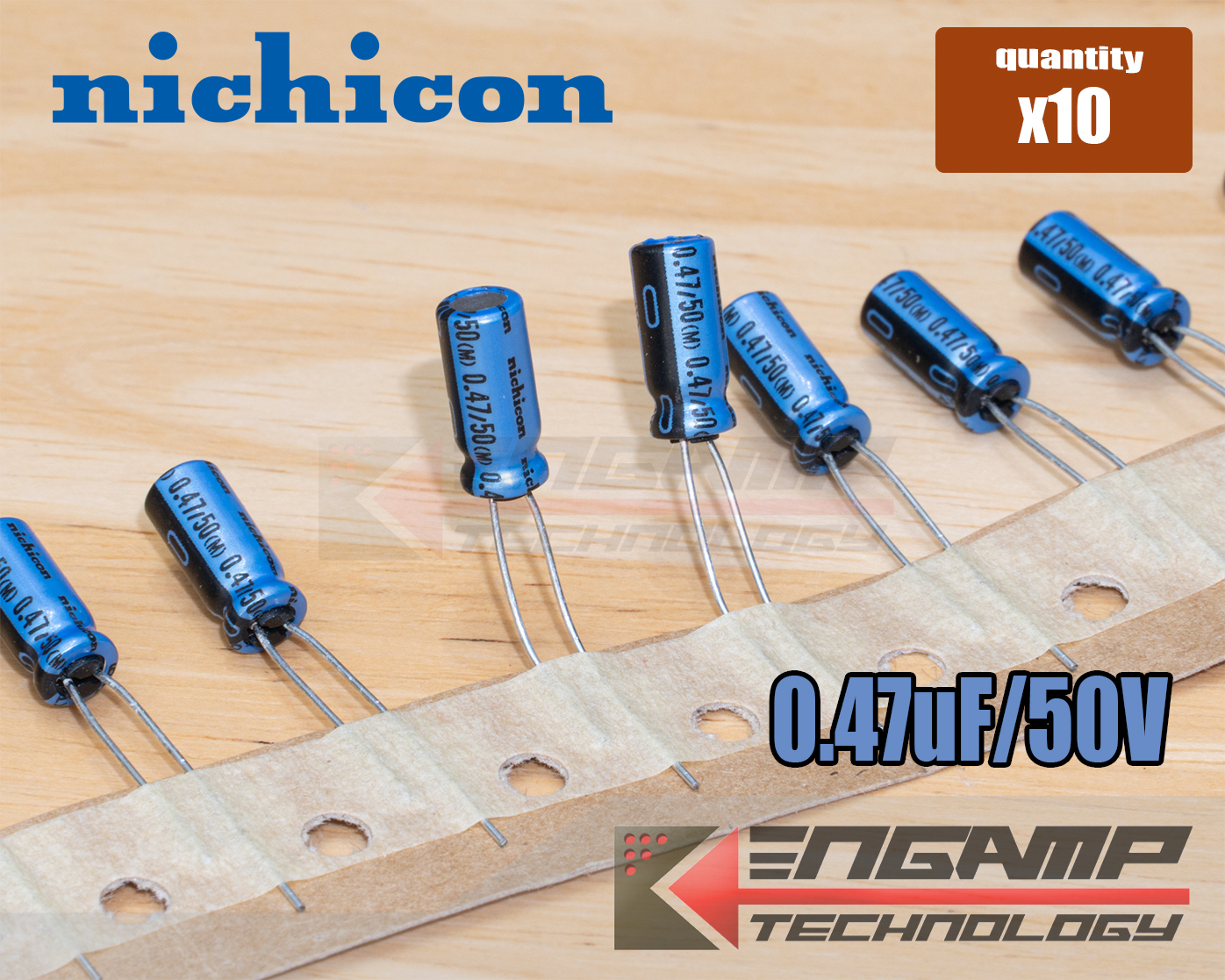 (10ตัว) [E-CAP] 0.47uF/50V 105ºC Nichicon Audio KT 5x11mm P=2.5mm