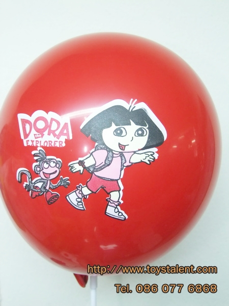 ลูกโป่งกลมพิมพ์ลายการ์ตูน Dora ไซส์ 12 นิ้วคละสี แพ็คละ 10 ใบ (Round Balloons 12" - Printing Dora Cartoon latex balloons)