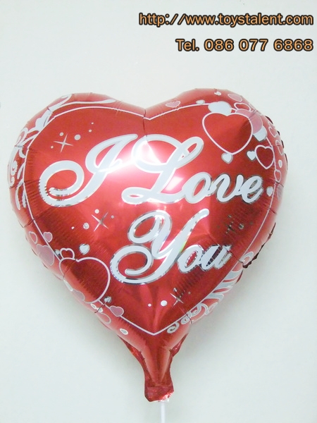 ลูกโป่งฟลอย์รูปหัวใจสีแดงพิมพ์ลาย LOVE YOU ไซส์ 18 นิ้ว - Love Series Heart Shape Foil Balloon / Item No.TL-E028