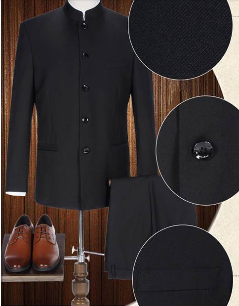 ชุดเสื้อสูท คอจีน oversizeชาย VIP เสื้อ+กางเกง Size No.35 37-39-41-43-45 ดำ เทา ขาว น้ำเงิน