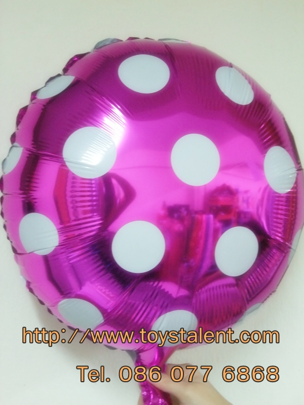 ลูกโป่งฟลอย์ทรงกลม Polk Dot สีชมพู ไซส์ 18 นิ้ว - Round Shape Balloon Polka Dot Pink Color 18" / Item No. TL-G033