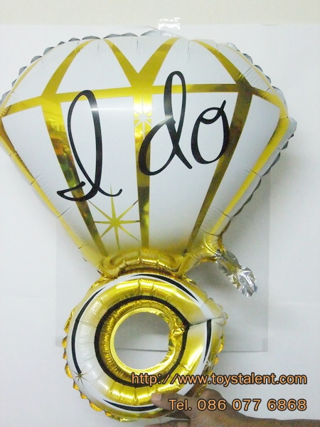 ลูกโป่งฟลอย์ แหวน I Do สีทอง - I Do Ring Gold Foil Balloon/ Item No. TL-E039
