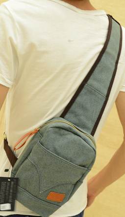 กระเป๋าวินเทจ เป้ ย่าม แนวๆ size S แบบกระเป่ายีนส์ สีฟ้า