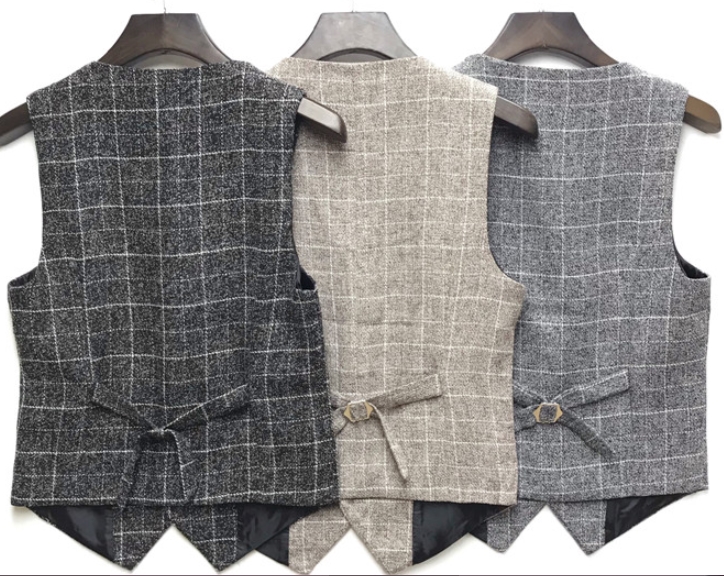 เสื้อกั๊กสูท สก็อต อังกฤษ กระดุม4เม็ด สีเทา ดำ กากี น้ำตาล ฟ้า ครีม Size เอวเสื้อNo.30 32 34 36 38 40 42