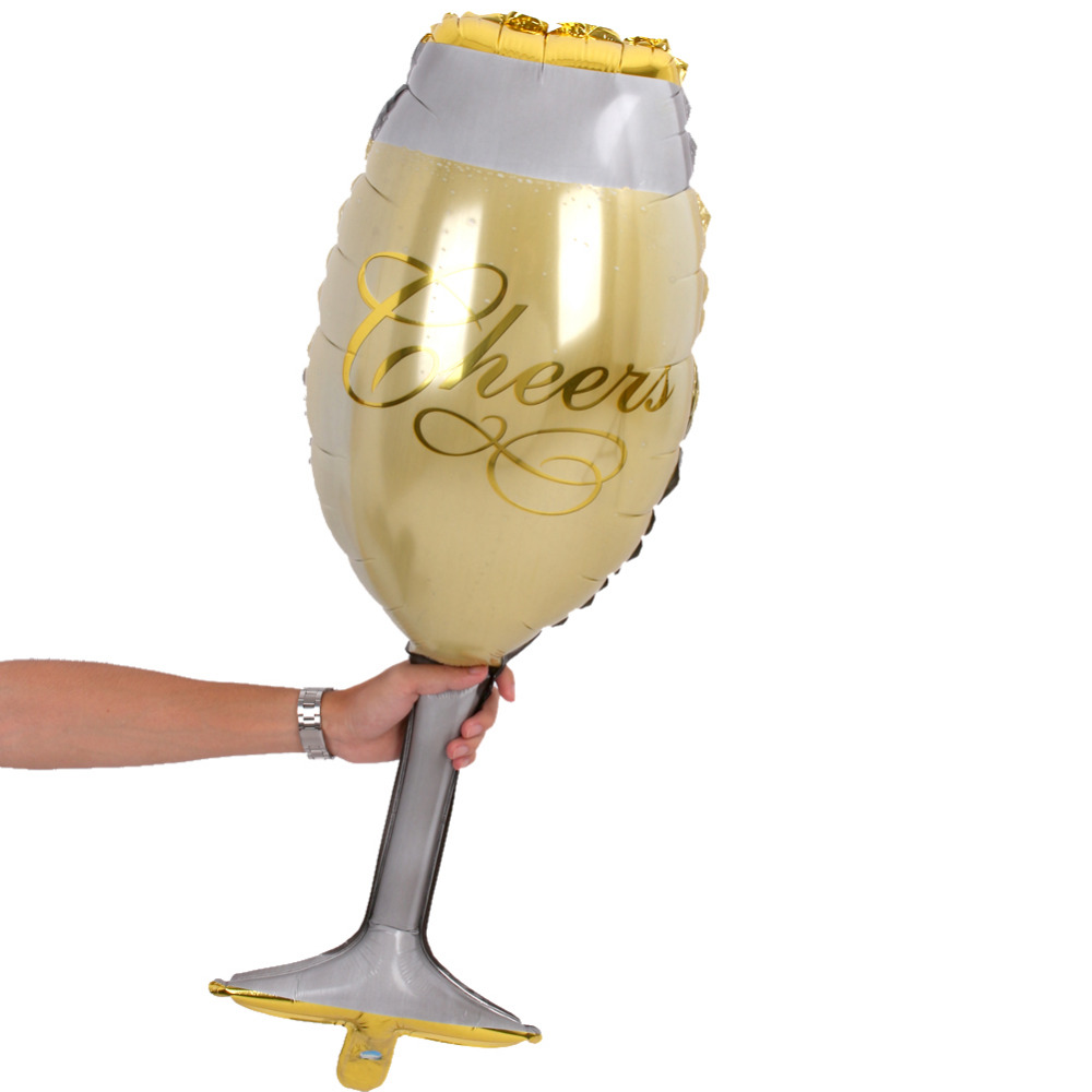 ลูกโป่งฟอยล์รูปแก้วไวน์ แก้วแชมเปญ ไซส์ 92*40 cm. - A Glass of Champagne Shape Foil Balloon / TL-D070