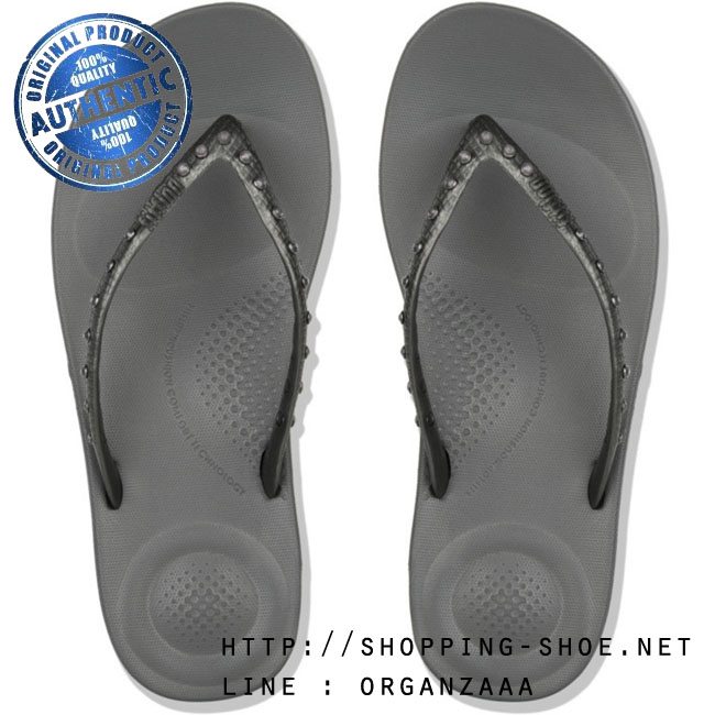 Fitflop Iqushion Super Ergonomic Flip Flop Crystal Charcoal Grey ของแท้ นำเข้าจาก USA และ UK