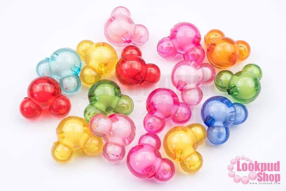 ลูกปัดพลาสติก คละสีสอดไส้ หน้ามิกกี้เม้าท์ 18x22มิล (1ถุง/500กรัม)