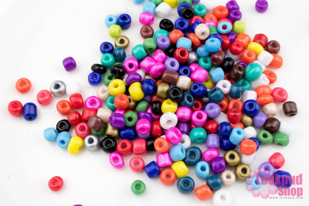 ลูกปัดจีน กลม คละสี ขุ่น (ABC) 4มิล #L (1ถุง/400กรัม)