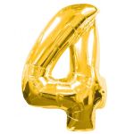 ลูกโป่งฟอยล์รูปตัวเลข 4 สีทอง ไซส์จัมโบ้ 40 นิ้ว - Number 4 Shape Foil Balloon Size 40" Gold Color