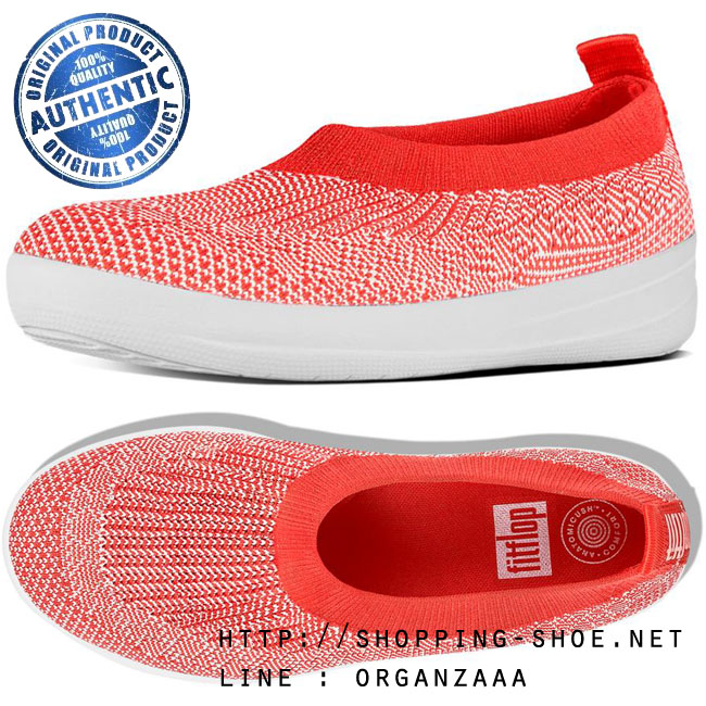 Fitflop Uberknit Slip On Ballet Flat Hot Coral / Neon Blush ของแท้ นำเข้าจาก USA และ UK