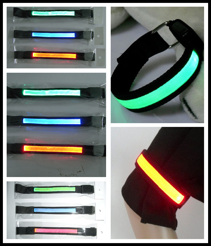 สายรัดแขนแถบไฟ LED กระพริบแสง สีแดง