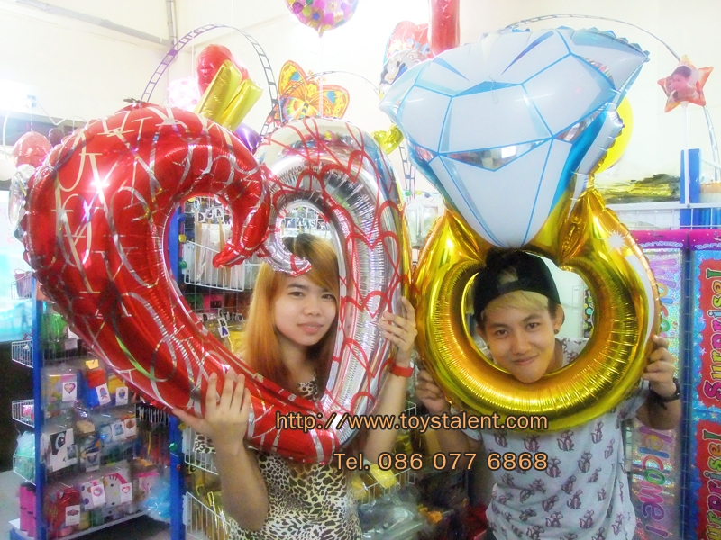 ลูกโป่งฟลอย์รูปหัวใจเสี้ยวใหญ่ พิมพ์ลาย ไซส์ 45 นิ้ว - Heart Shape Foil Balloon/ Item No.TL-G040