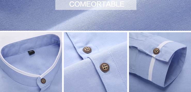 เสื้อคอจีนผู้ชาย เชิ้ตแขนยาว แฟชั่น แต่งขอบปก แขนคลิบขาว Size No.36 38 40 42 44 46 เทา ชมพู ฟ้า เบจ เทาเข้ม