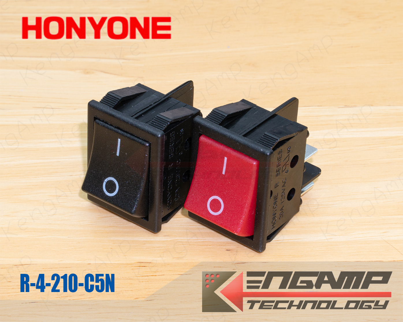 (1ตัว) [SW] HONYONE R-4-210-C5N-BB 20A/125V 22A/250V ขนาด 25x30.5mm ช่องใส่ควรมีขนาด 22x28mm