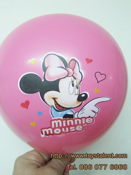 ลูกโป่งกลมพิมพ์ลายการ์ตูน Minnie Mouse ไซส์ 12 นิ้วคละสี แพ็คละ 10 ใบ (Round Balloons 12" - Printing Minnie Mouse)latex balloons)