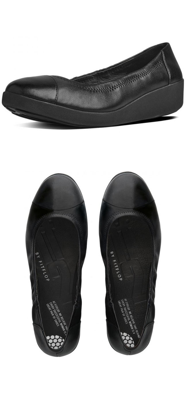 Fitflop F-Pop Ballerina Leather All Black ของแท้ นำเข้าจาก USA และ UK