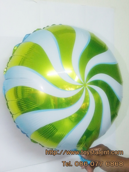 ลูกโป่งฟลอย์ทรงกลม ลายลูกกวาด มีหลายสีกรุณาระบุ ไซส์ 18 นิ้ว - Candy Round Shape Foil Balloon / Item No. TL-G022