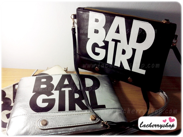 กระเป๋าแฟชั่น BAD GIRL สีดำ หนัง PU ใส่ IPAD ได้ มีสายสะพาย ((โปรโมชั่นส่งฟรี))