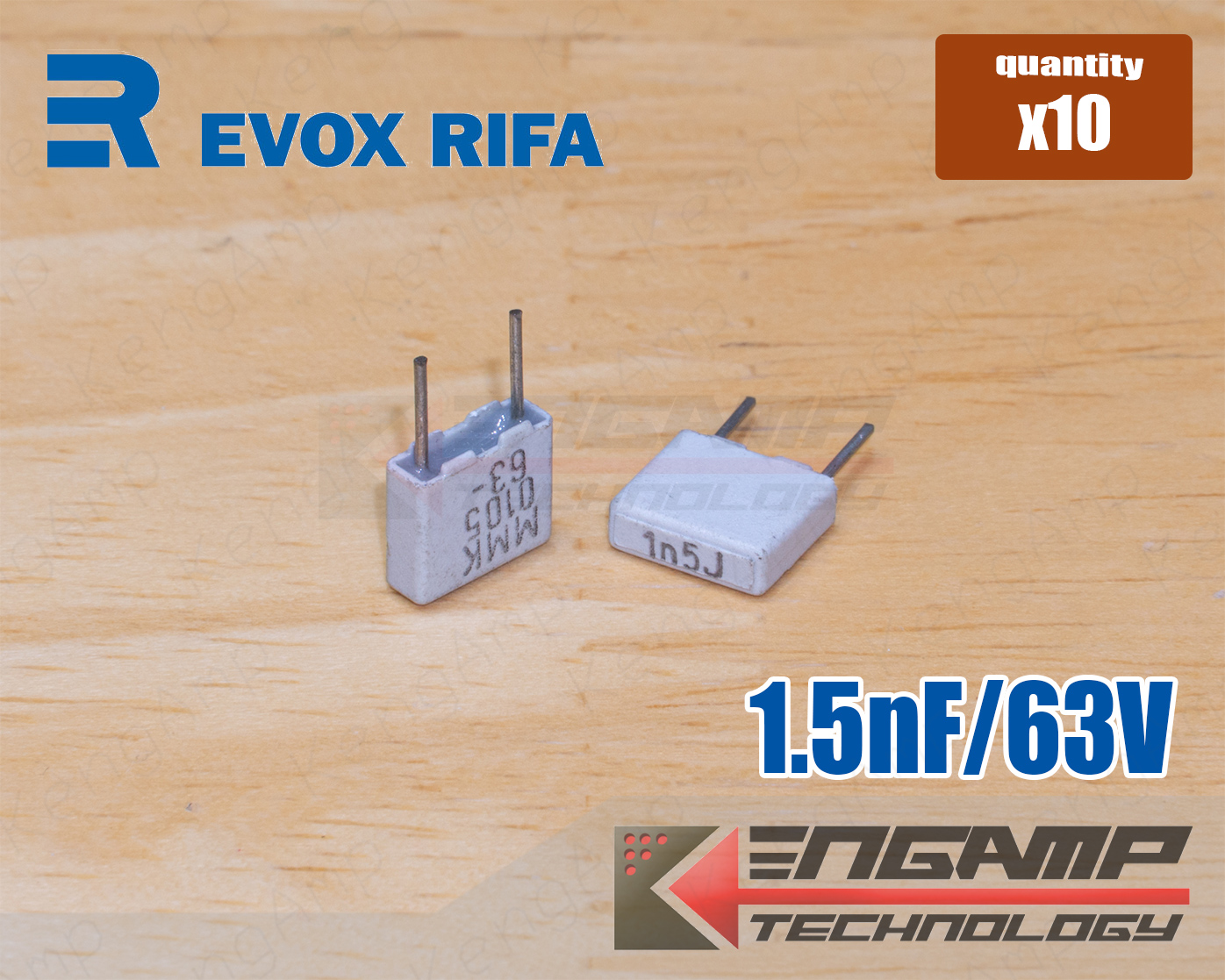 (10ตัว) [F-CAP] 1.5nF/63V 1n5J63V EVOX MMK5 5% 2.4x7.2 H6.5mm P=5mm